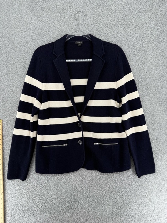 Talbots Jackets & Blazers - Talbots Navy and White Striped Knit Blazer Jacket